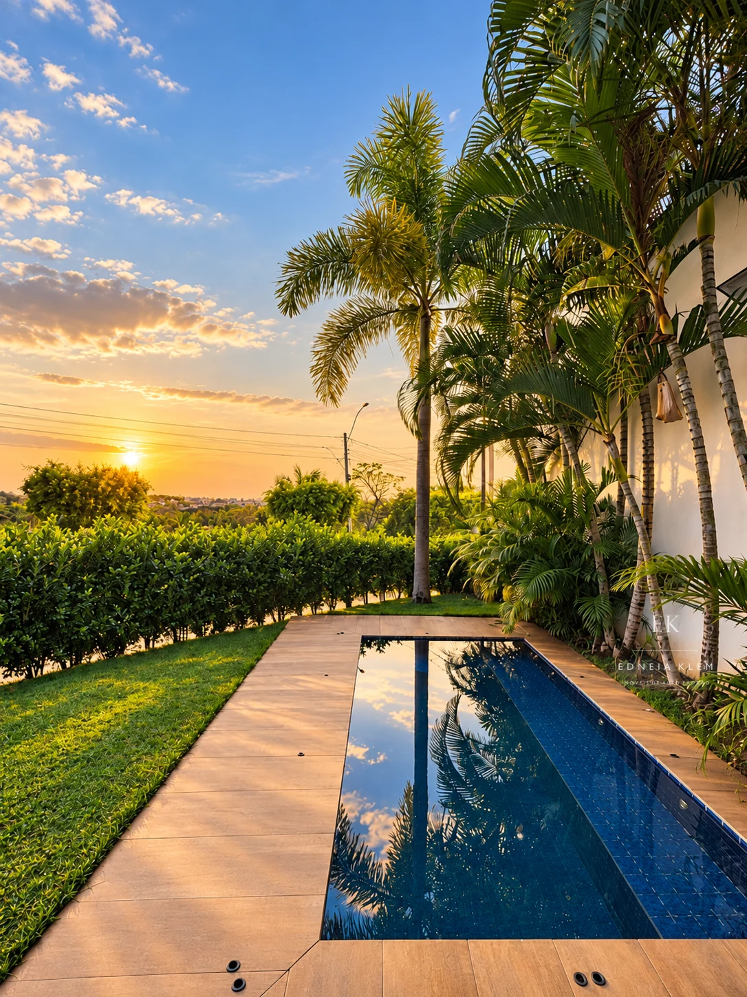 Piscina e jardim no fim de tarde — foto 7