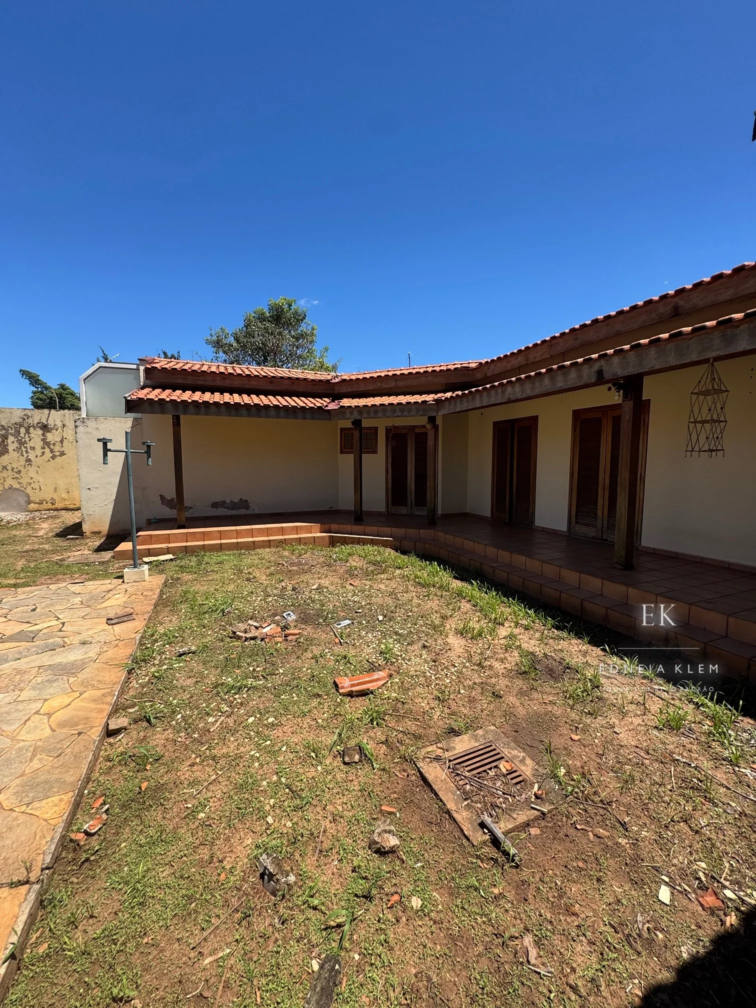 A ala dos quartos, voltada para o jardim