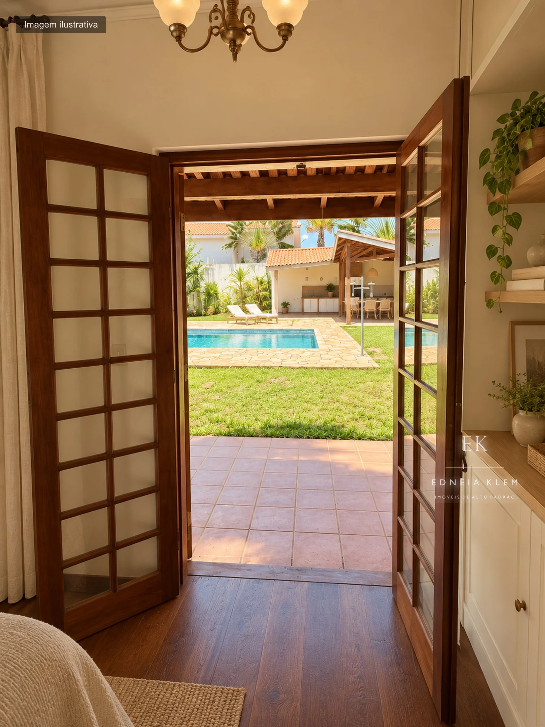 Do quarto direto para o pátio e a piscina — proposta