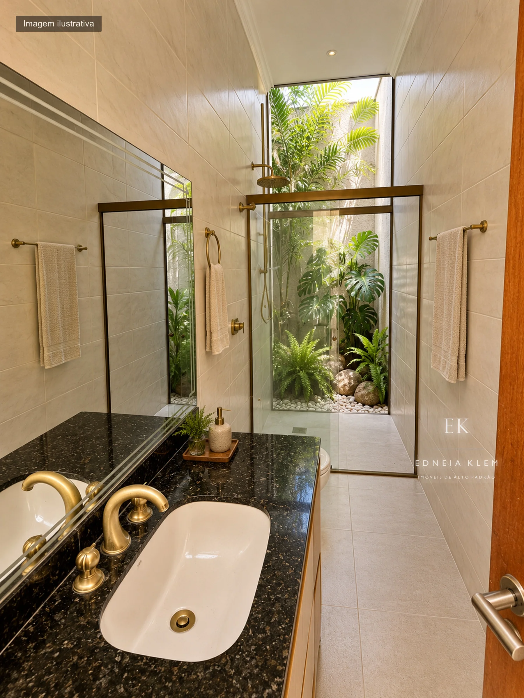 Banheiro com jardim de inverno no box — proposta