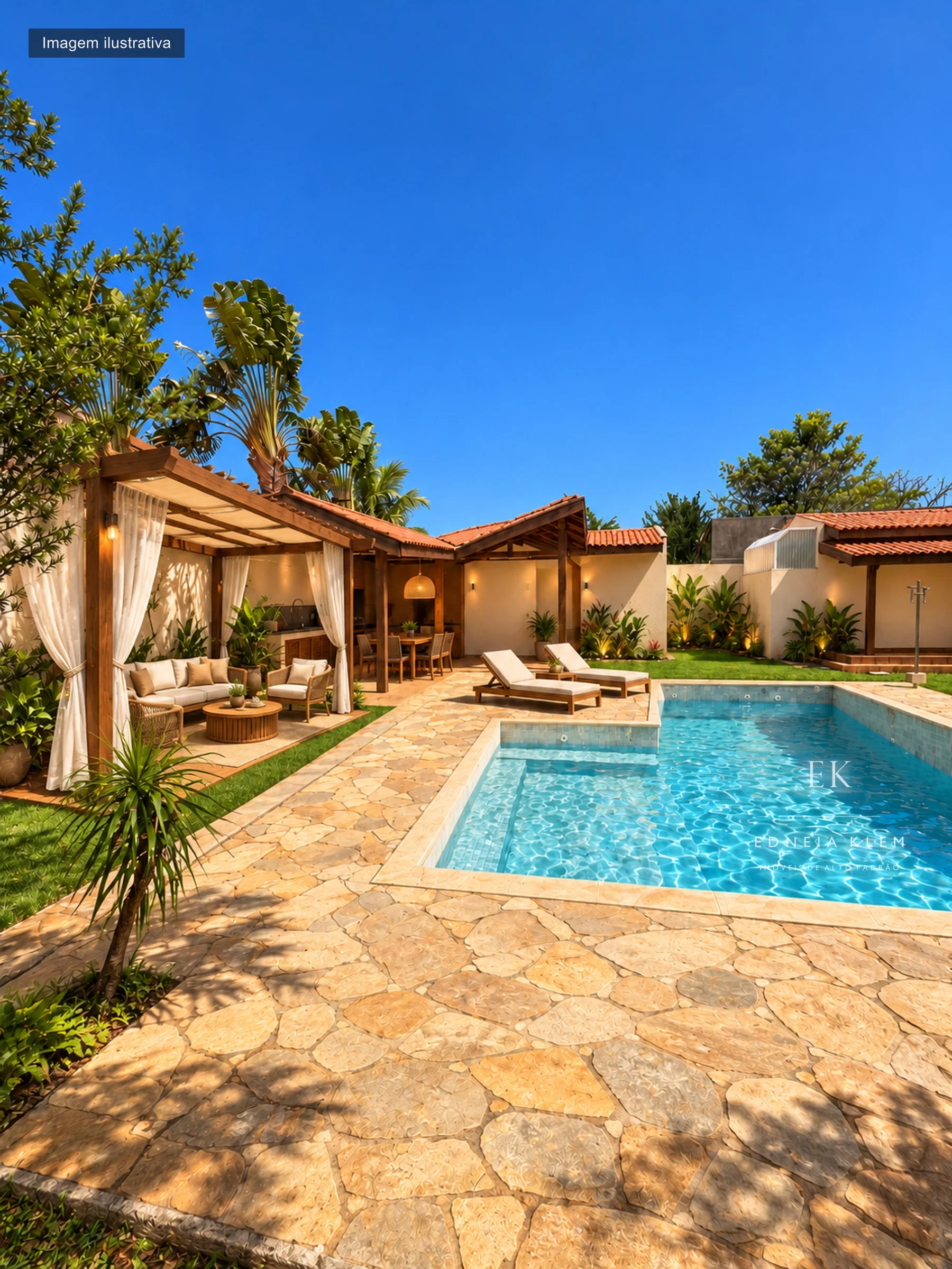 Piscina, pergolado e área gourmet — proposta