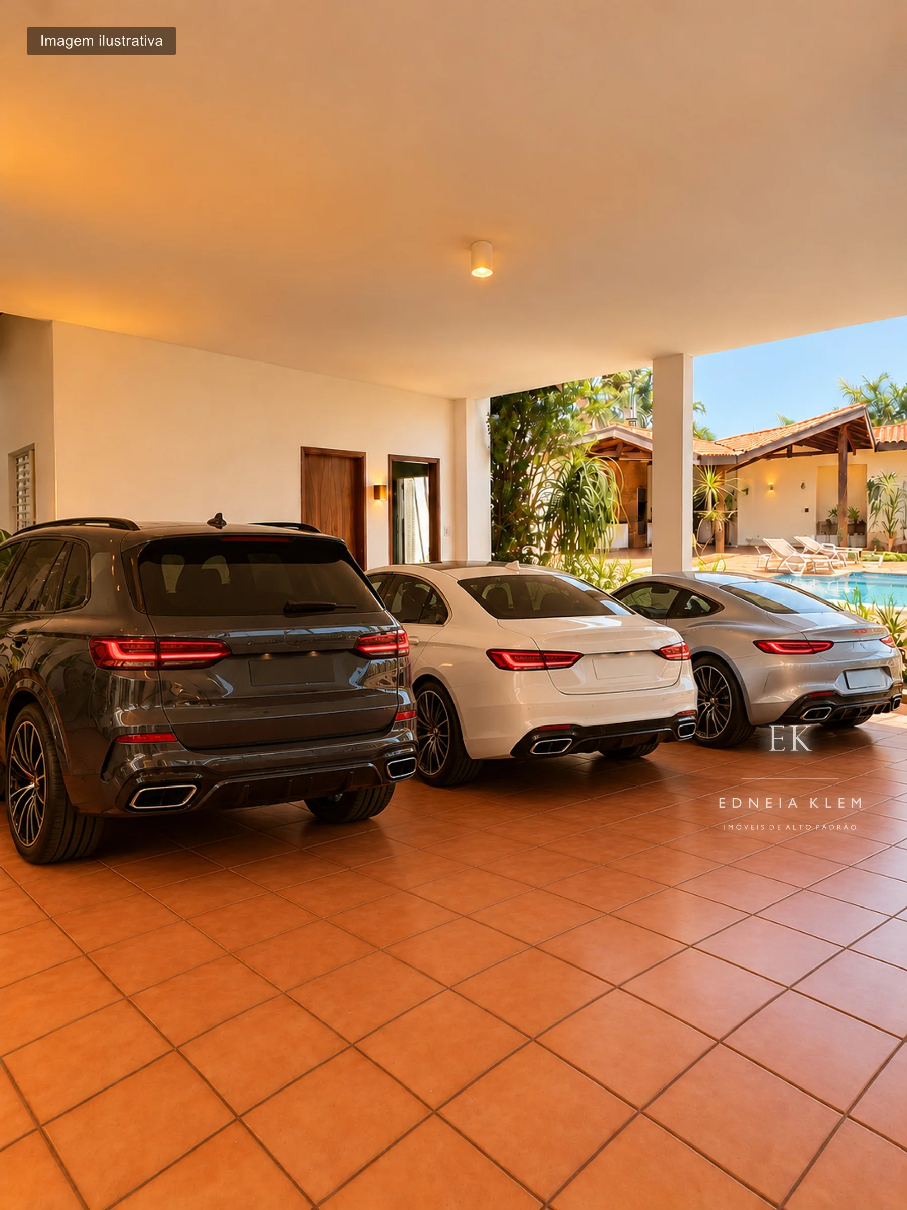 Garagem coberta, aberta para o pátio — proposta